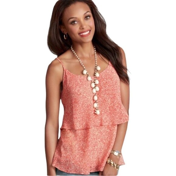 CAbi Ruffled Tiered Cami Tank Top Size S Small #339 ‎ Red White lined - Picture 1 of 10